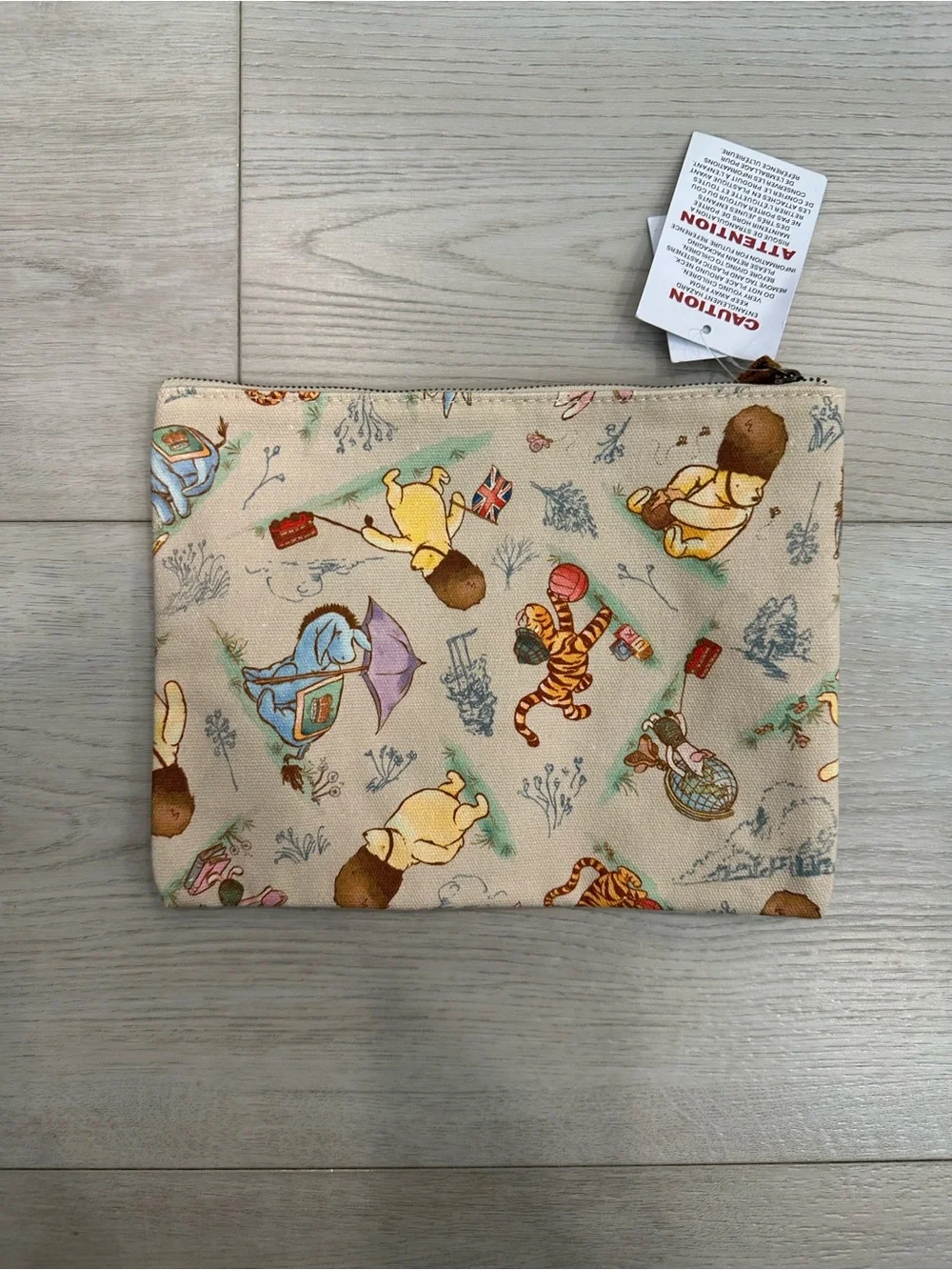 Disney Winnie the Pooh & Friends Canvas Zipper Pouch NWT